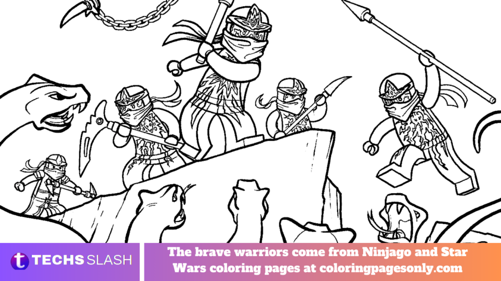 The brave warriors come from Ninjago and Star Wars coloring pages at coloringpagesonly.com
