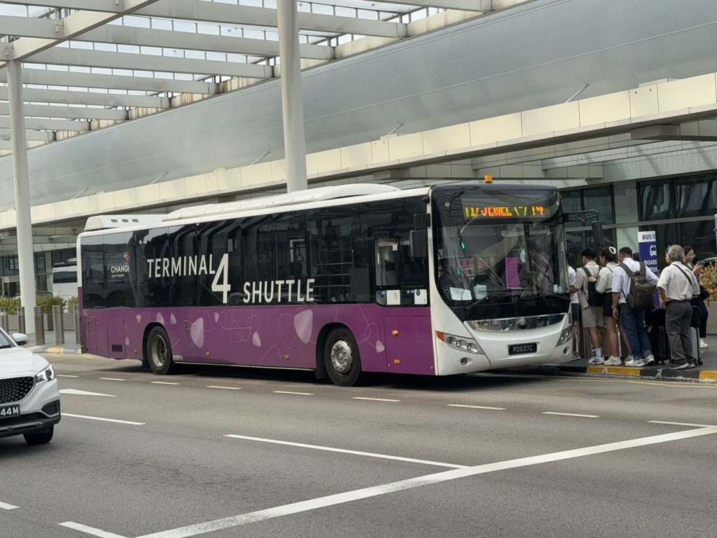shuttle bus outside airport terminal